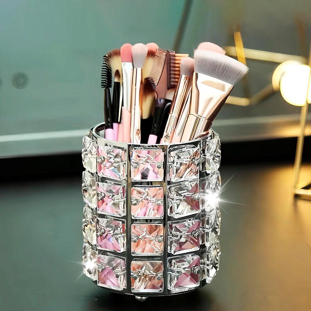 Elegante Transparante Opbergmand voor Make-upkwasten, Schrijfgerei en Bureauaccessoires | Perfecte Organizer voor Cosmetica, Pennen en Kleine Voorwerpen