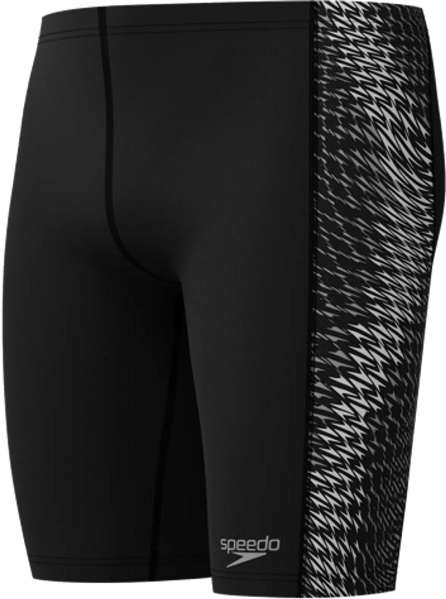 Speedo End+ Tech Panel Jammer Heren - Chloorbestendige Zwembroek Heren - Kleurvaste Lange Zwemshort Heren - Sportzwembroek Heren Bestand tegen Olie en Zonnebrandcrème - Zwart/Grijs - XL