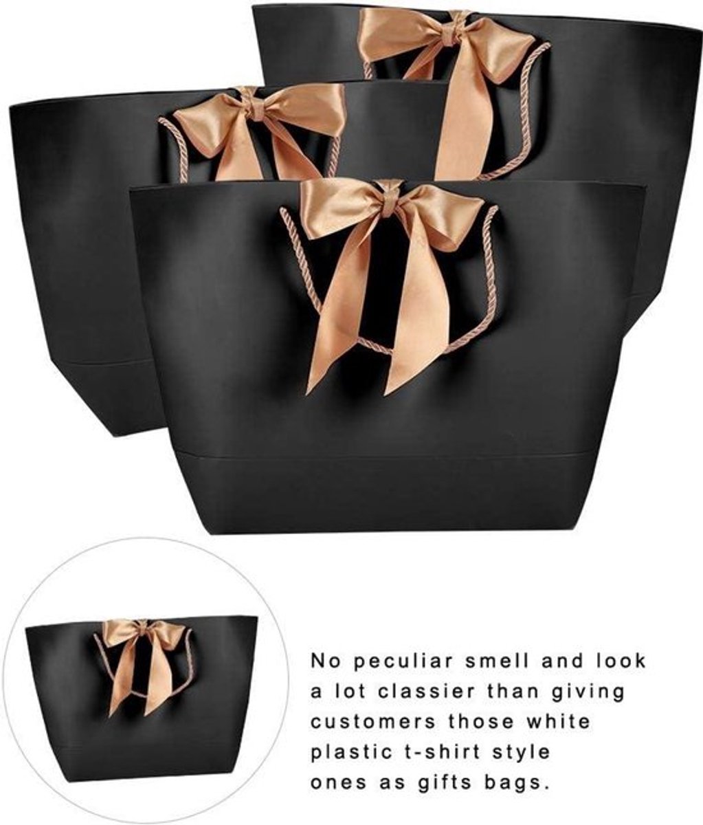 Papieren zakjes voor cadeauverpakking kleding en cosmetica - Zwarte decoratieve geschenkzakjes (10 stuks)