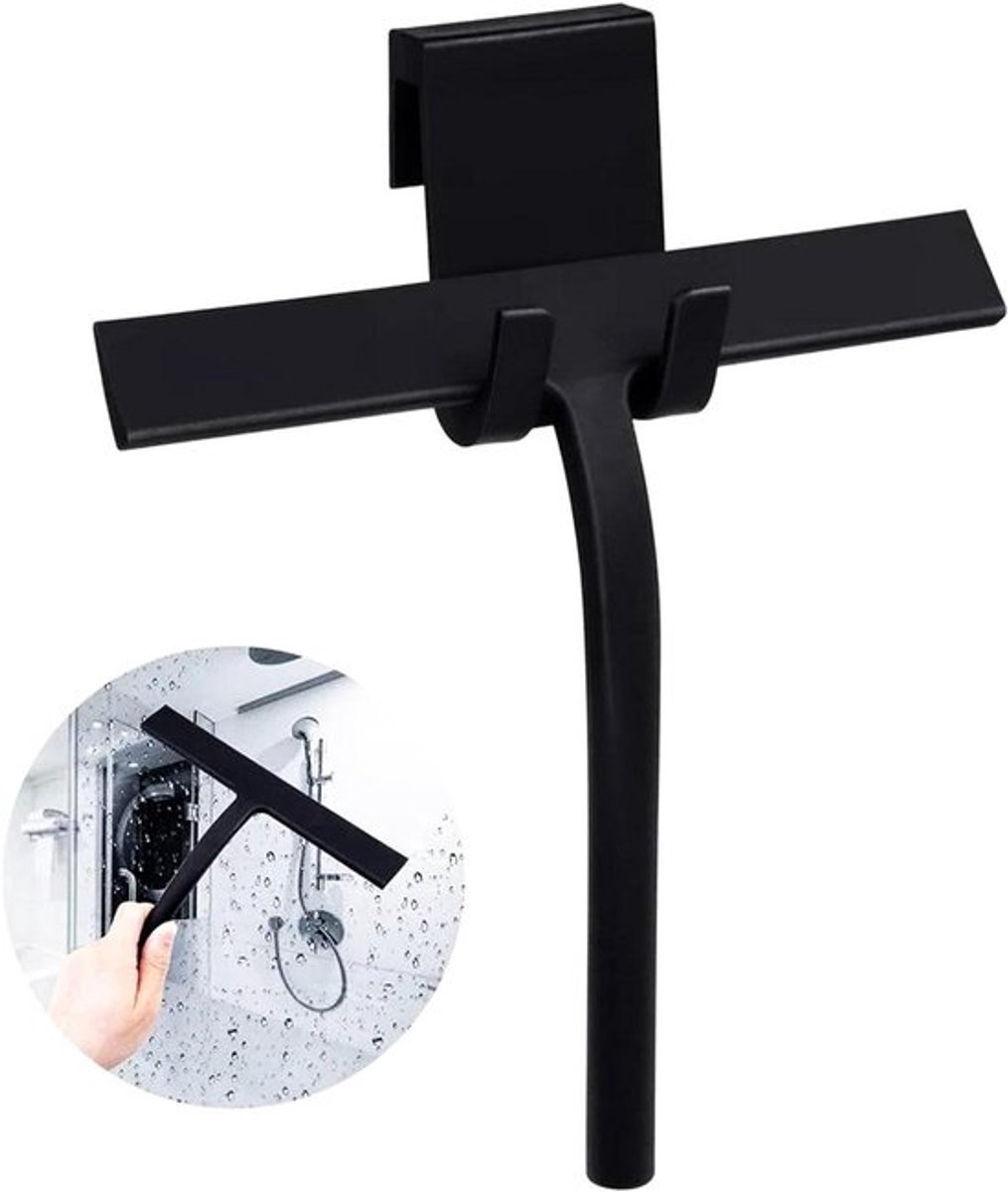 Douchewisser voor een Streeploos Glanzende Douche - 1 stuk - Zwart - Kunststof