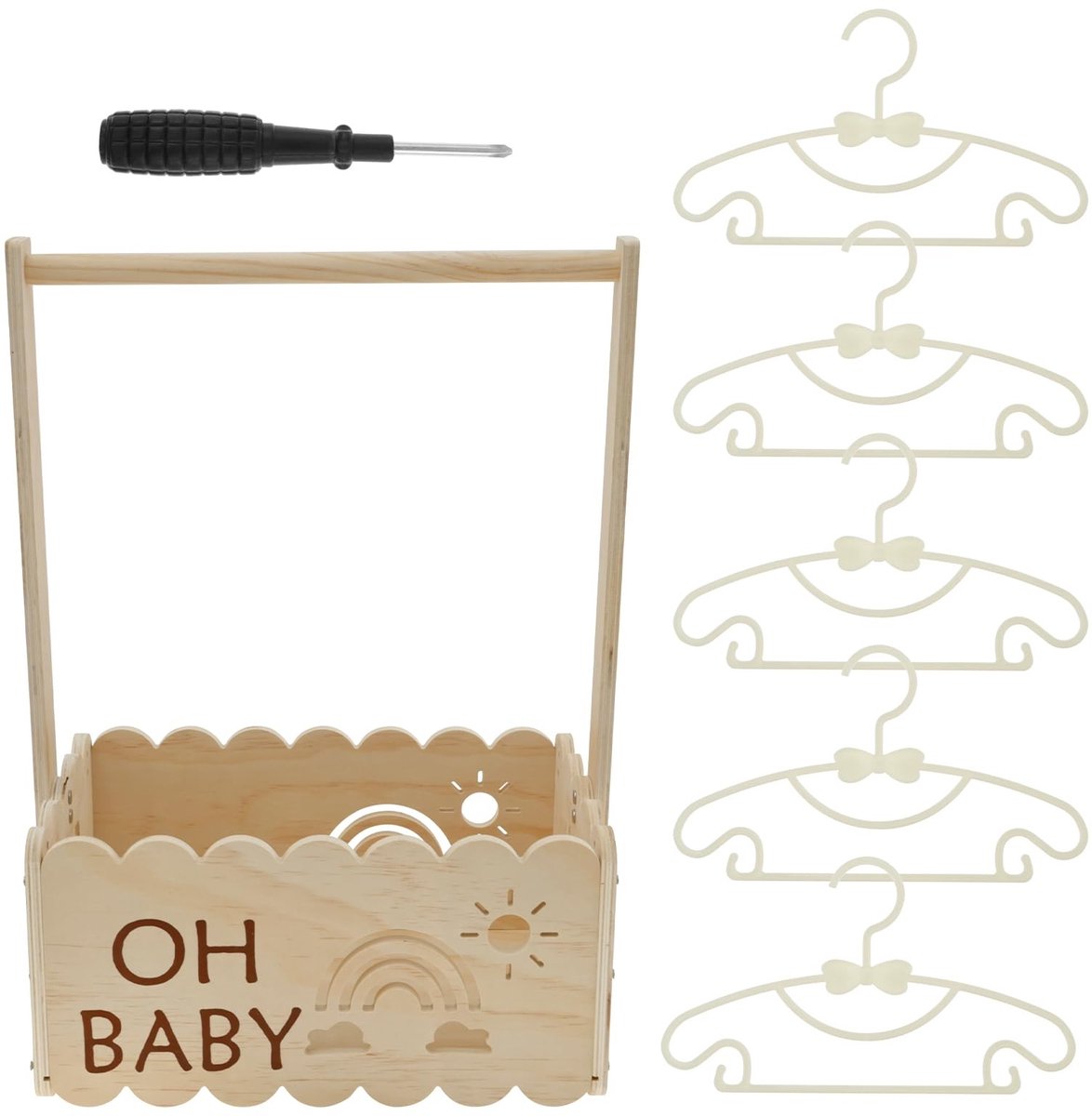 Solidchoice - Houten Babymand met Handvat voor Cadeaus en Opslag