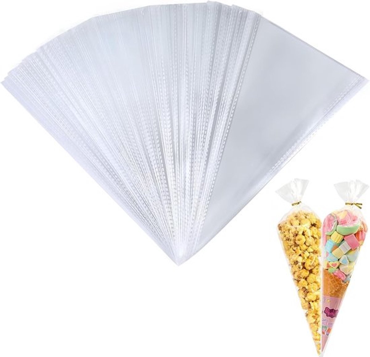 Verpakking van 100 Snoepzakjes - 25 x 15 cm - Kleine Snoepzakjes met 100 Strikken - Cadeauzakjes voor Chocolade, Koekjes, Bruiloft