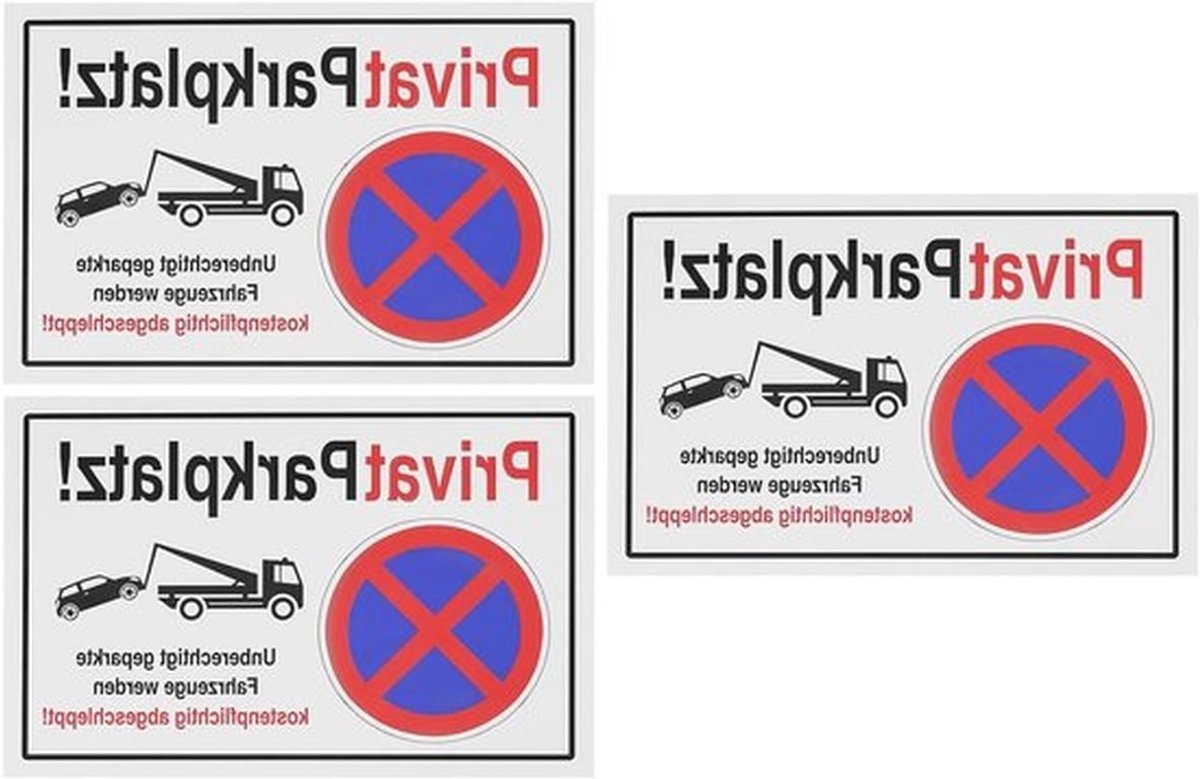 Parkeerbord - Privé parkeren - Geen parkeren - Dikke harde schuimbord - Parkeren wordt weggesleept - Duitse versie - 3 stuks privé parkeren geen parkeren bord, geen parkeren herinnering bord 30x20x0,3 cm