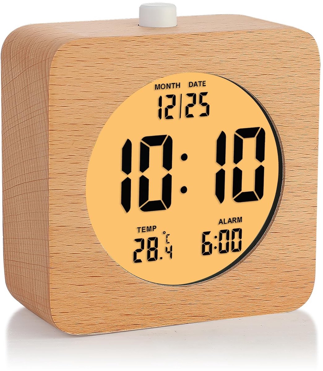 Solidchoice - Houten Digitale Wecker met Slaapfunctie en Nachtlampje