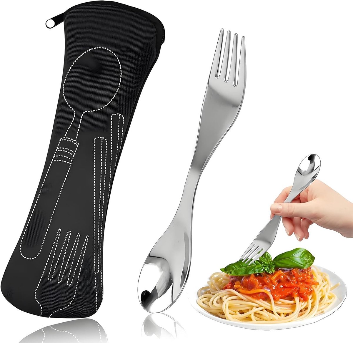 Duurzame RVS Spork voor Kamperen en Reizen - 2-in-1 Bestekset voor Buitenactiviteiten, Ideaal voor Picknicks en Outdoor Avonturen