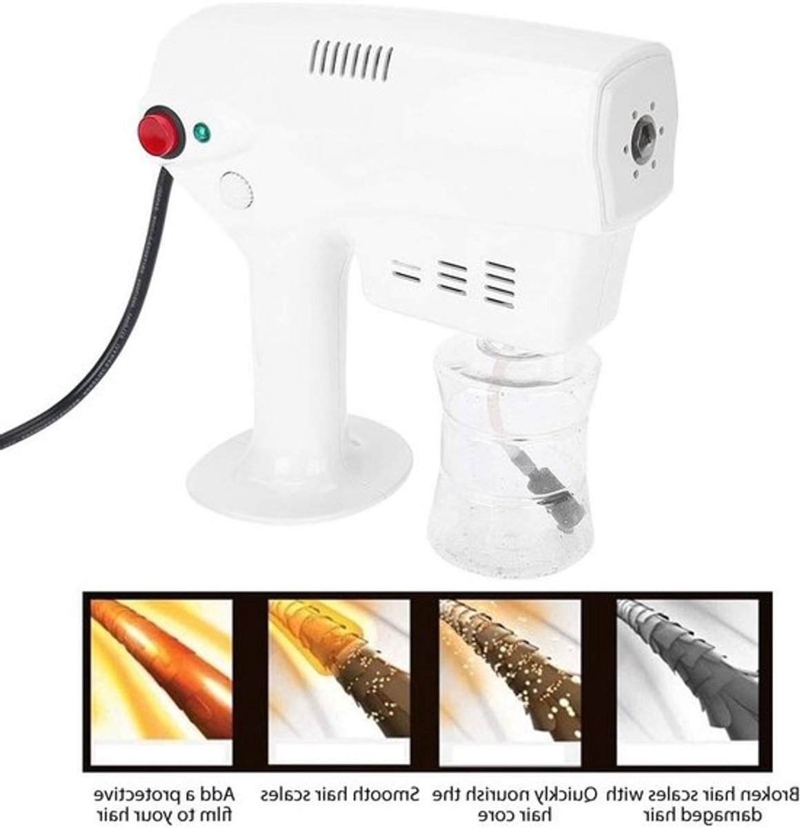Multifunctionele Nano Stoomgun, 260ML Hairspray Stoomapparaat voor Haarverzorging, Haarverf en Hydratatie in de Salon en Thuisgebruik