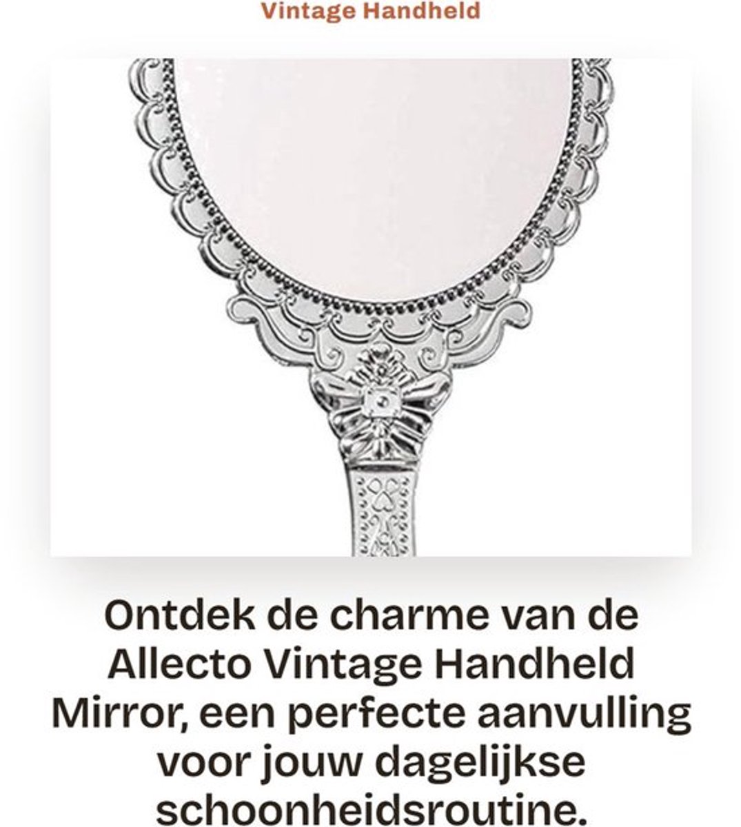 Make-up Spiegel Ovaal - Handspiegel met Handvat - Vintage Decoratief - Compact voor Reizen - Elegante Bloem Reliëf - Ideaal voor Schoonheidsroutine