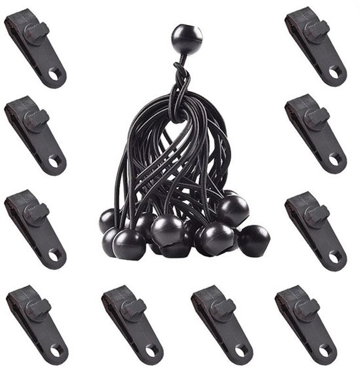 Tarp Clips 20-delig - Tentbevestigingsclips - Bungee Kabelclip - Autoafdekklem - Verstelbare Spiraalvormige Kartelschroeven - Zeilclips