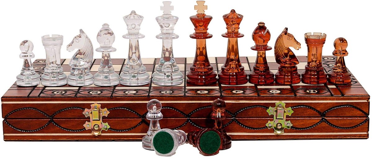 Solidchoice - Houten Vouwbare Schaakset AMBER 40 cm