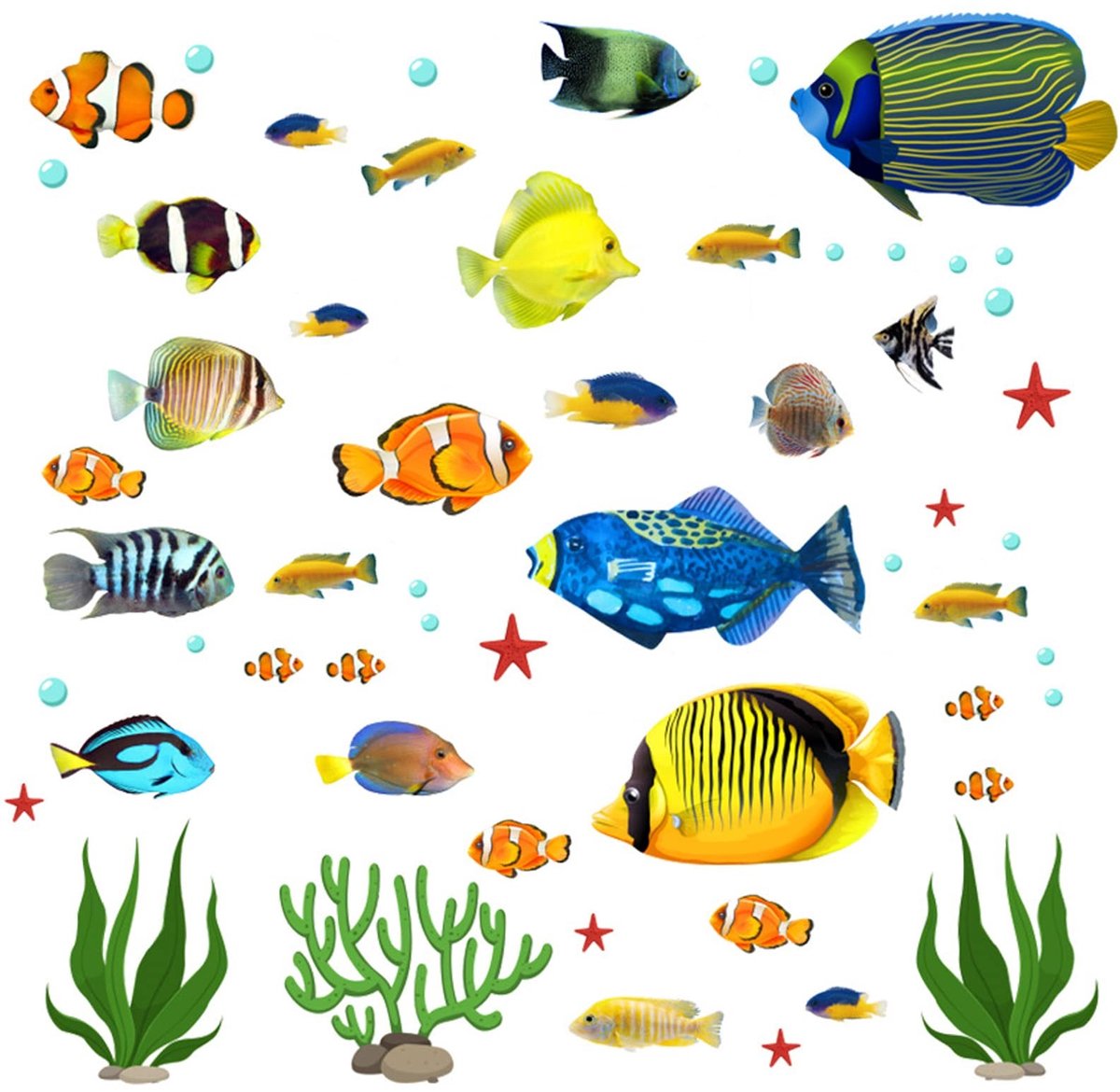 Solidchoice - Set van 2 Watervaste Wandstickers met Tropische Vissen