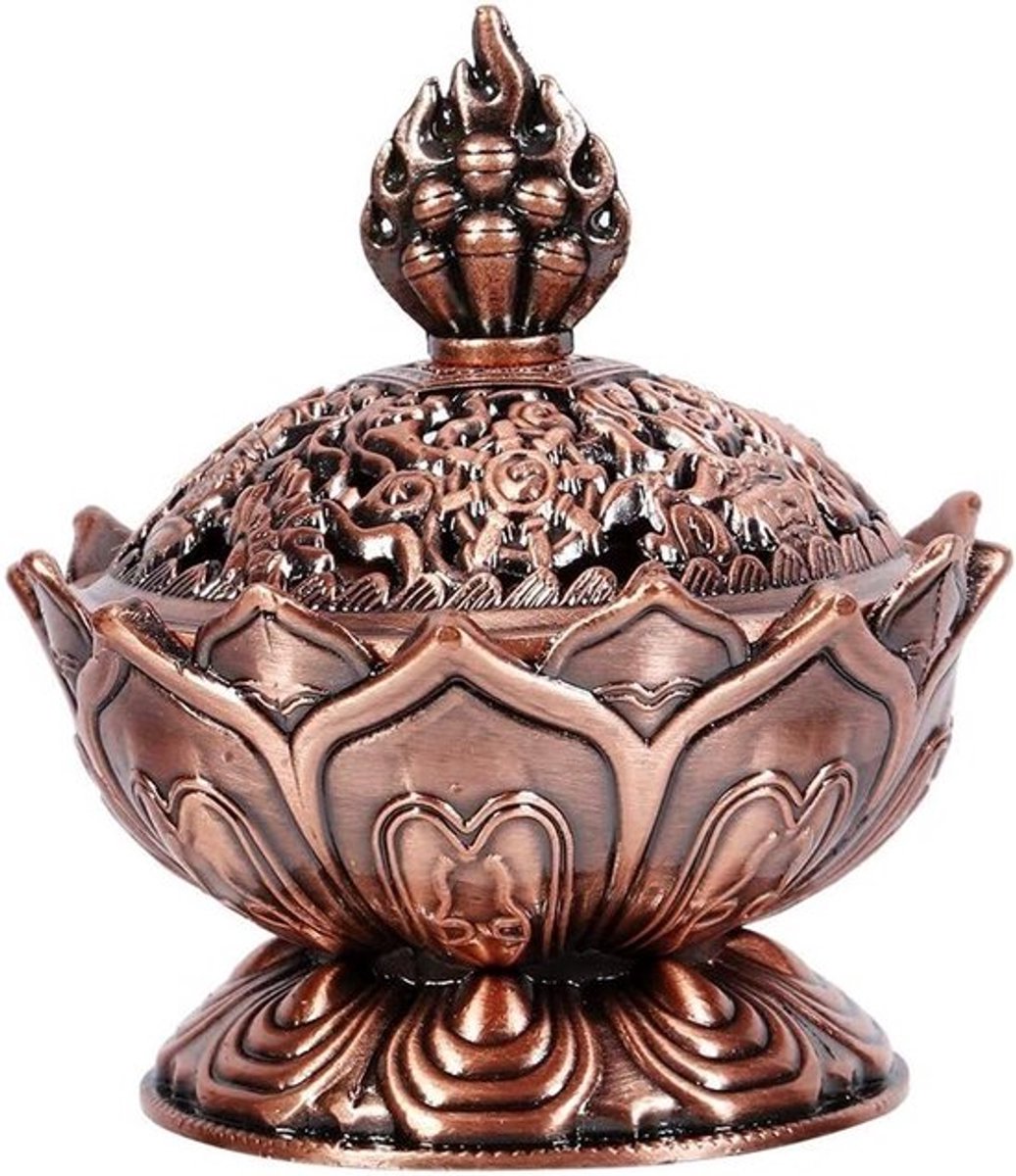 Chinese Lotus Wierookbrander met Bloemenstandbeeld - Decoratieve Censer voor Thuis en Meditatie