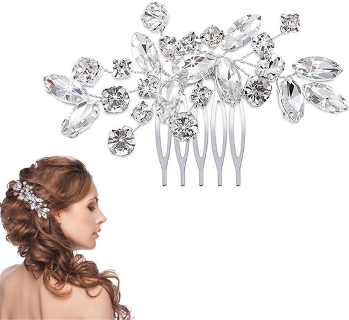 Elegante Bruidsbloem Haaraccessoire met Parels en Kristallen Bladeren voor Vrouwen en Meisjes
