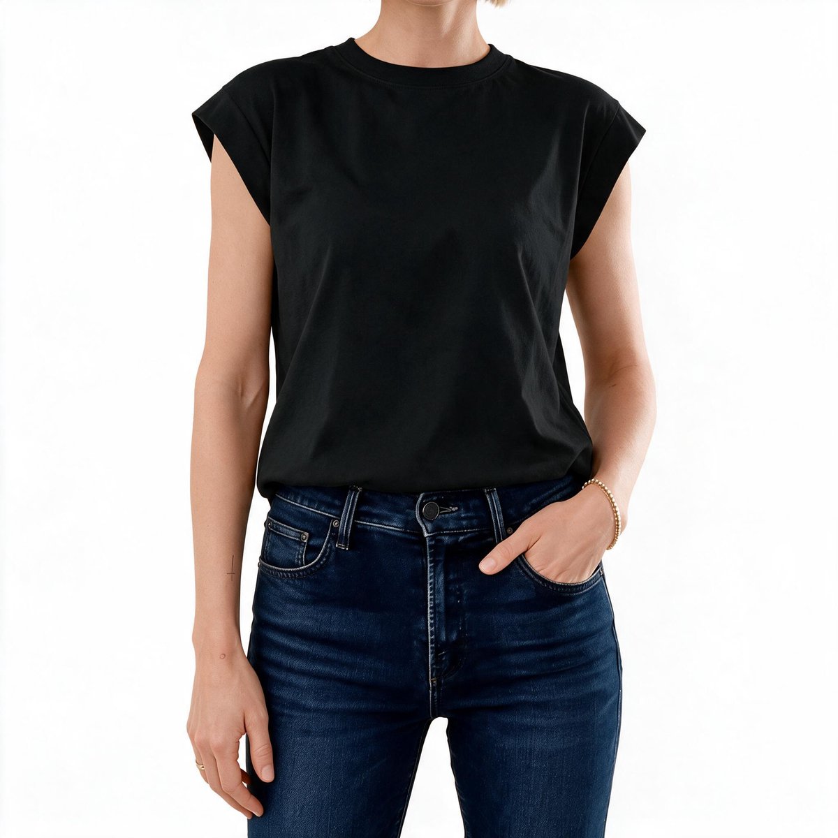 Imily Bela Dames Cropped T-shirt met Kapmouwen