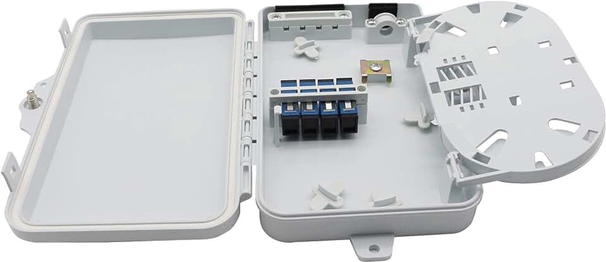 4-core FTTH-vezel verdeelkast, 4-poorts vezelverdeelkast splitterbox voor SC, FC, E2000-adapter
