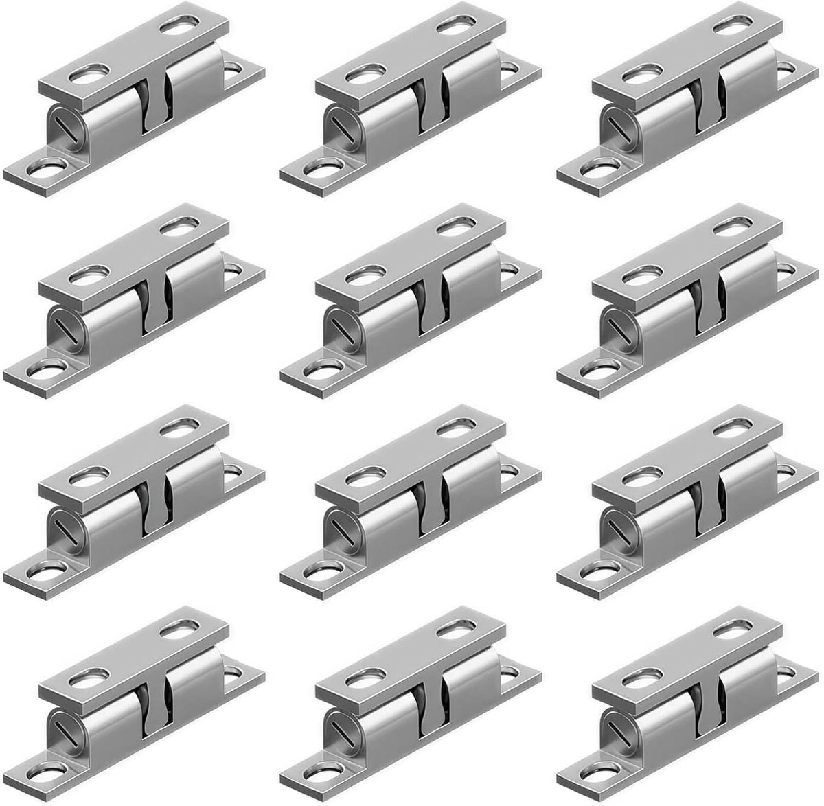 12 stuks verstelbare dubbele kogelsnappers, verstelbare kogelsnappers, magnetische snappers voor kast en meubels, deursnapper voor keuken, badkamer en laden (zonder schroeven)