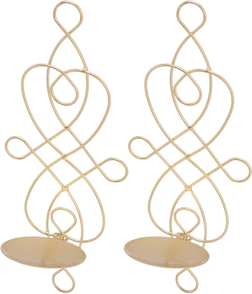 Wandkandelaars - Kaarsenstandaards Muur - Sfeerverlichting Creëren - Vervormingsbestendig Ijzer - 38 x 15 cm - Goud