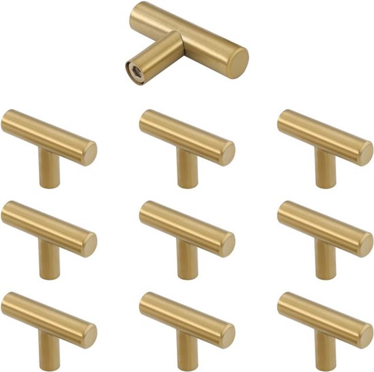 10 Stuks Gouden Deurgrepen voor Keukenkastjes - RVS Handgrepen met Schroeven en 128mm Gatafstand