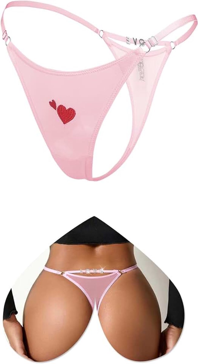 String Tanga Sexy Dunne Braziliaanse Slip Dames Mesh Transparante Onderbroek Lage Taille Verstelbaar Ondergoed Met Strass Bikini String Mini Slipjes Comfortabel Hipster Slipje Ondergoed