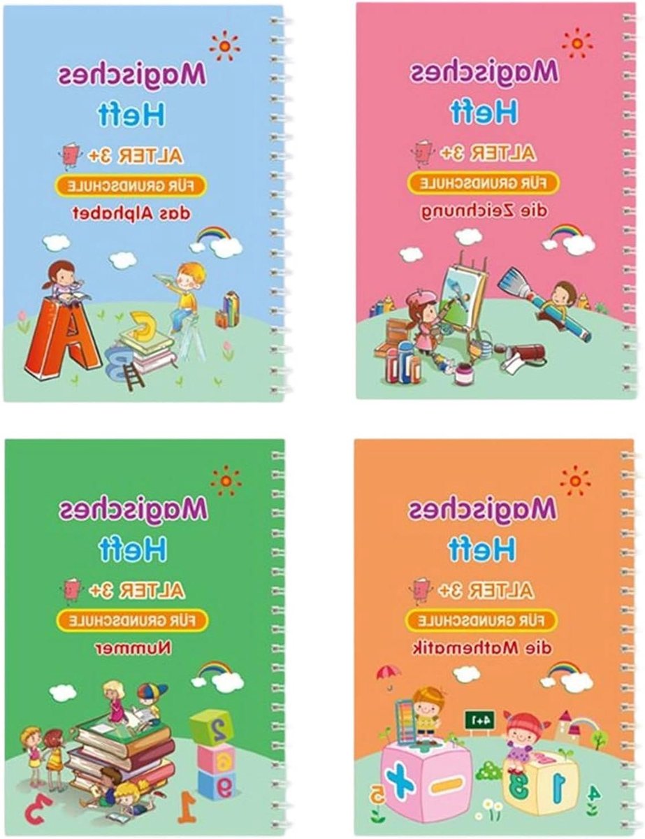 Schrijfschrift met Groeven - Oefenboek Herbruikbaar - Schrijven Leren - Herbruikbaar en Uitwisbaar - 19 x 14 x 1 cm