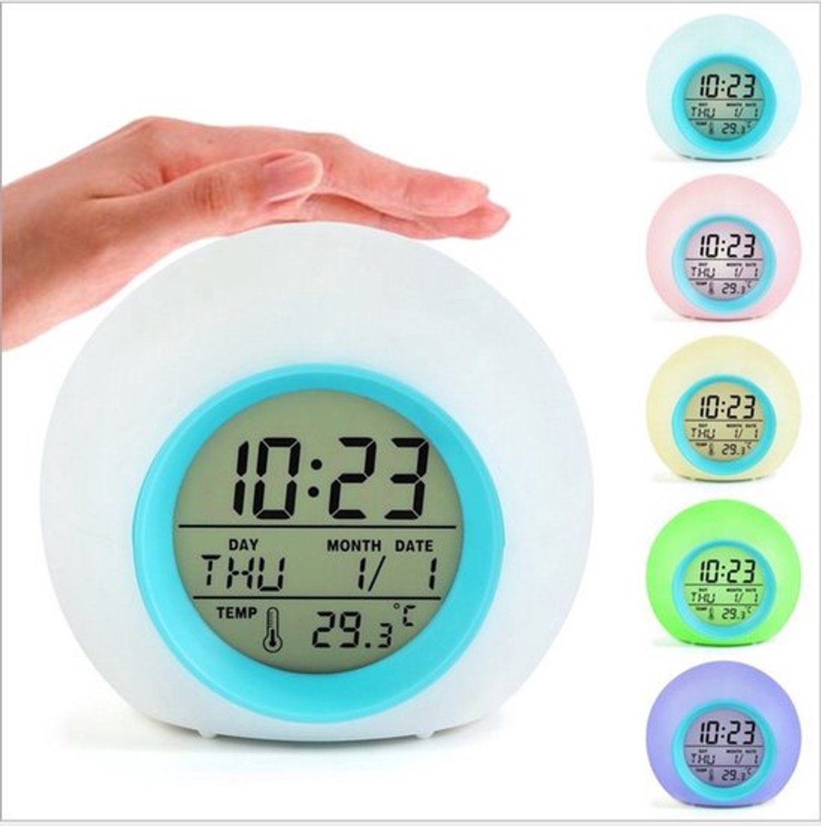 Digitale LED-wekker voor kinderen, met instelbare kleurtemperatuur, geschikt als nachtlampje voor binnen, bedlampje, ideaal voor kinderkamers, geschikt voor zowel jongens als meisjes, en een leuk cadeau. (Batterijen niet inbegrepen)