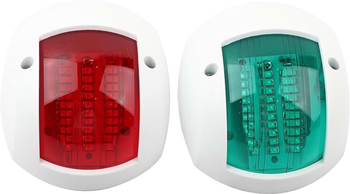 Navigatielichten, 1 paar signaalwaarschuwingslichten IP66 sferisch rood groen led waterdicht marine jacht navigatielicht DC12V-24V 3W signalering (wit)