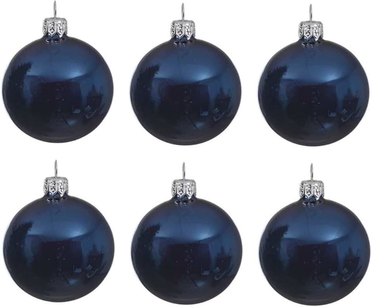 Kerstballen 6 cm - Glans/glanzende - Kerstboomversiering donkerblauw