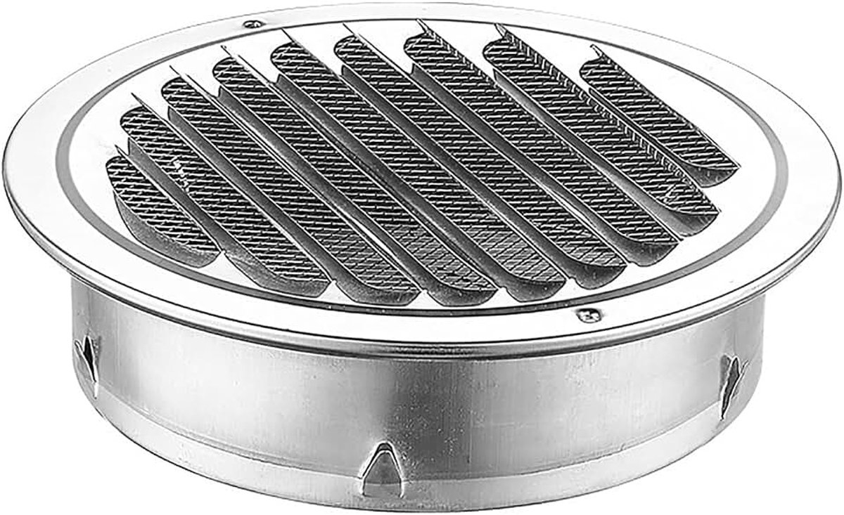 Ventilatierooster van roestvrij staal, 300 mm, met anti-muggenfunctie, wandafzuigkap voor buitenwandkanaal