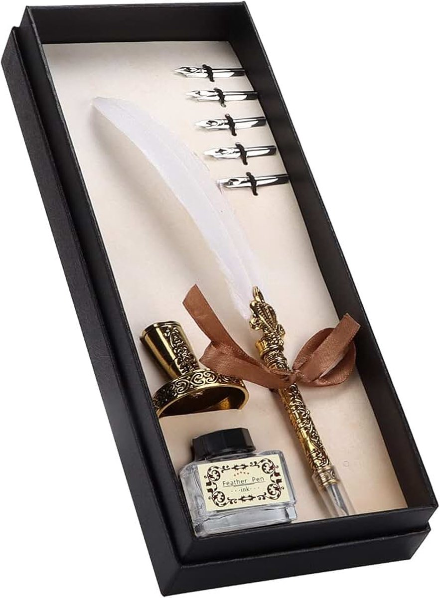 Kalligrafie Pen Kit, Antieke Craft Quill Pen Set voor Studenten voor Kalligrafie Oefenen voor Schrijven voor Leraren(wit)