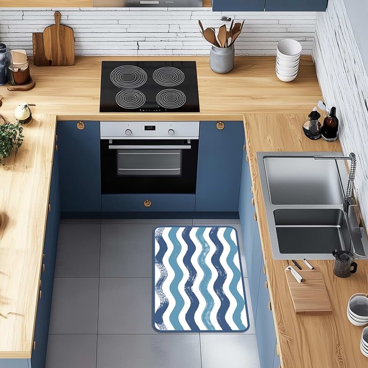 Absorberend en antislip badkamertapijt met opdruk 40 x 60 cm Made in Italy Zachte badmat met snelle absorptie, geschikt voor douche-afvoeren, bad en wastafel, ook nuttig in de keuken