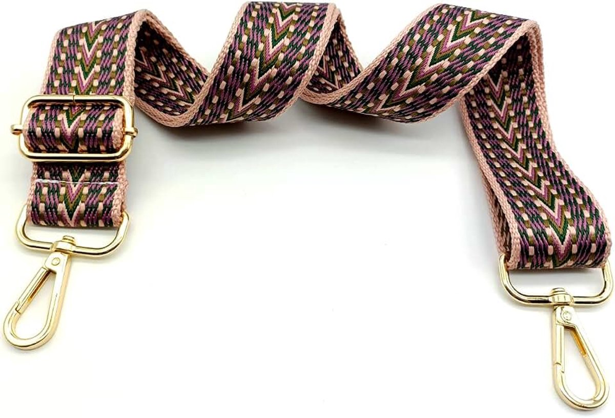 Schouderriem voor tassen, roze, tasriem om te wisselen, tasriem breed met karabijnhaak, goud, 80-130 cm, draagriem tas voor dames, schoudertas, moderne handtas, 3,8 cm, 19