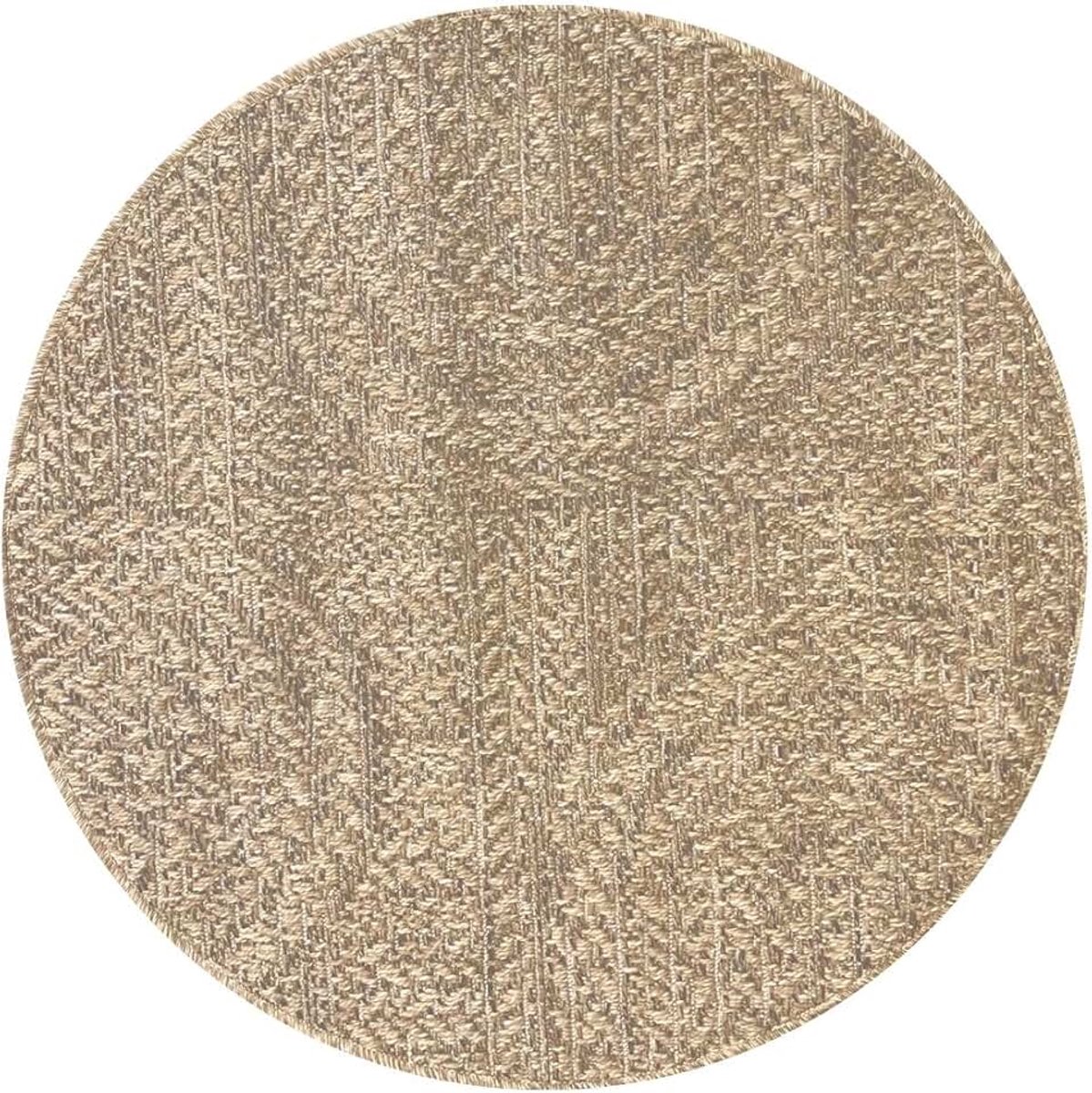 The carpet Kansas - stevige binnen- en buitentapijt in natuurlijke jute-look, weerbestendig, geschikt voor terras en tuin, ruitpatroon, Natuur, 80 cm Rond