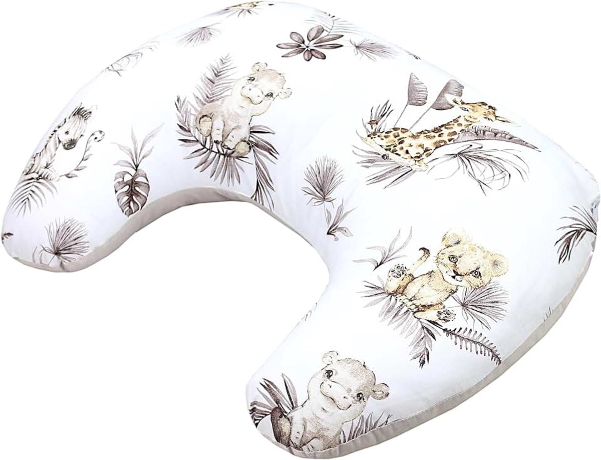 Baby Voedingskussen Klein, Beige leeuwenbladeren/Beige