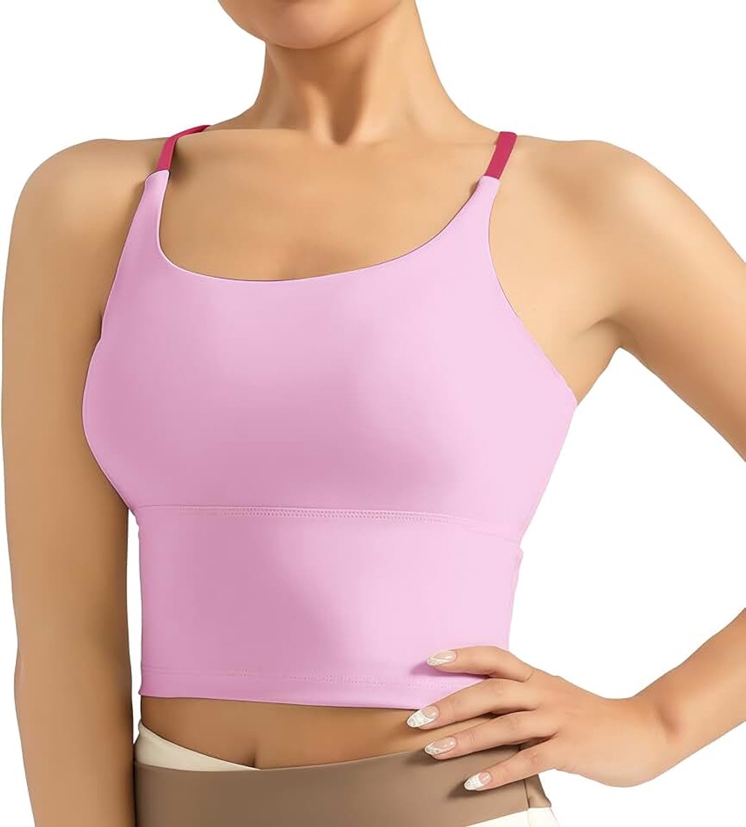 Sporttanktop voor dames, basic top, mouwloos, ademend en licht, voor gym, yoga, casual, korte tanktop met spaghettibandjes