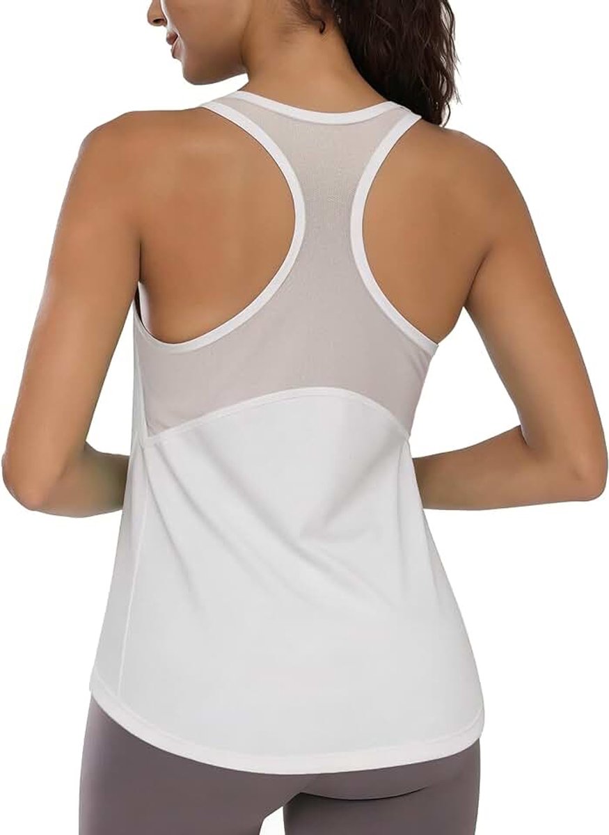 Sporttop voor dames, fitness-top zonder mouwen, ronde hals, mouwloos, ademend en elastisch, voor training S-XXL