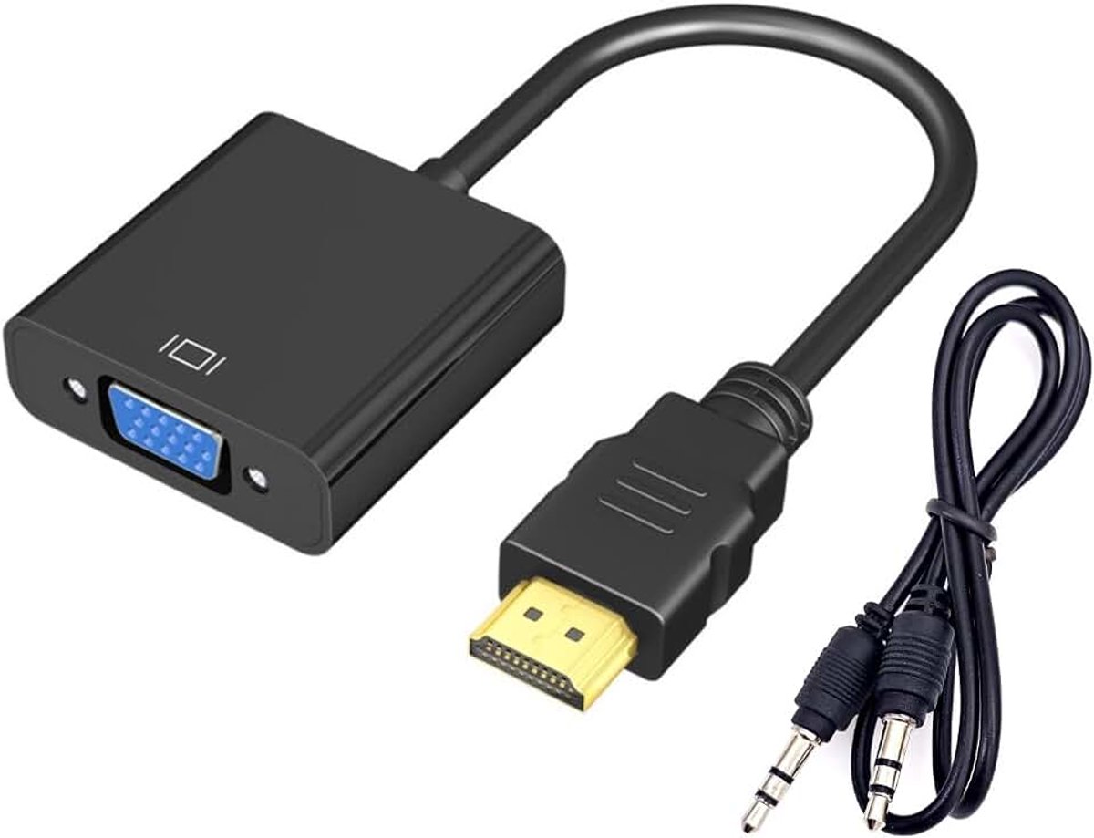 1080P HDMI-naar-VGA-adapter, vergulde HDMI-mannelijke naar VGA-vrouwelijke kabel voor computer, laptop, pc, desktop, monitor, projectordisplayer, HDTV, TV Box