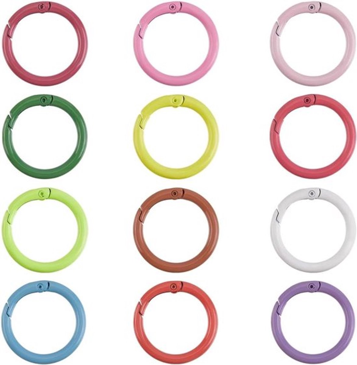- Metaal Lente O Ringen - Legering - Ronde Haken - Karabijnhaak - Sleutelhanger Snap Trigger - Kleine Klem Sluiting - Gesp Ring - DIY - Geschikt voor Sieraden Maken - Kleurrijke - 1 Doos 12 Stuks - Zink - Clip - Aidcraft Keepers