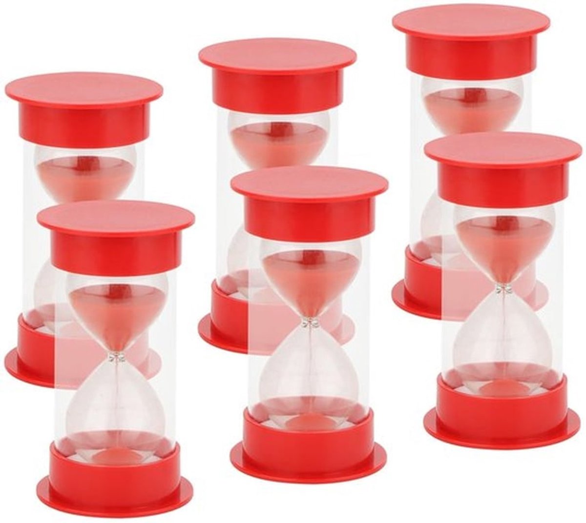 Rode Zandloper - 5 Minuten Timer - Decoratief en Functioneel - 12 cm Hoog - Zand Klok voor Thuis en Kantoor - Keuken Accessoire