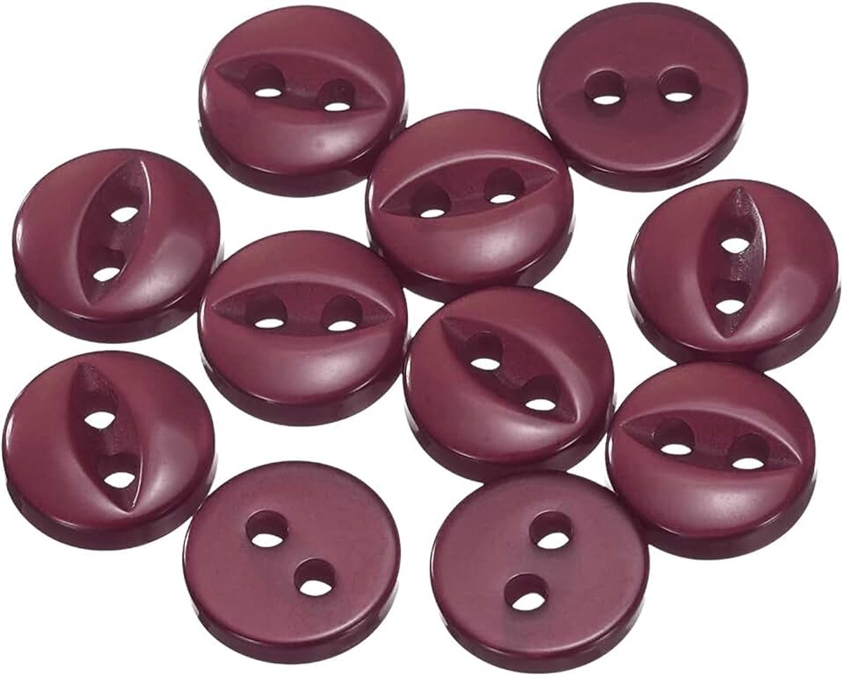 Knopen 9 mm hars buttons om aan te naaien, 2 gaten, ronde knutselknopen voor kleding, beddengoed, broeken, hemden, blouses, jurken, rok, handwerk, zelf maken, donkerrood
