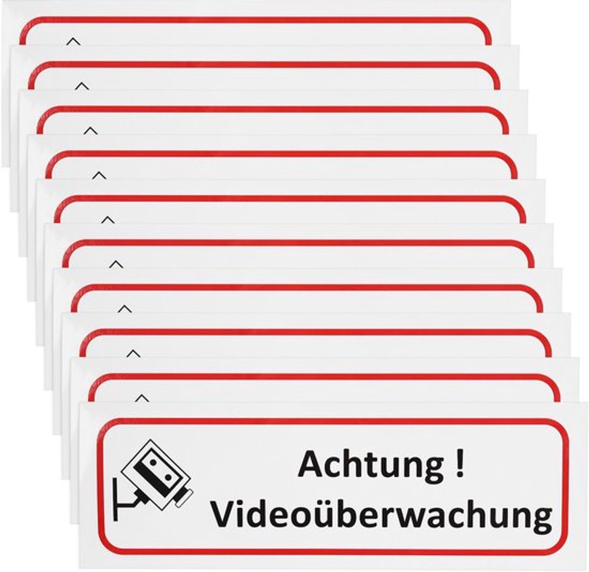 Videobewaking Stickers 10 Stuks - PVC Stickers - Waterdichte Teken - 196x65mm - Aandacht - Duidelijke Instructies - Waarschuwingsstickers