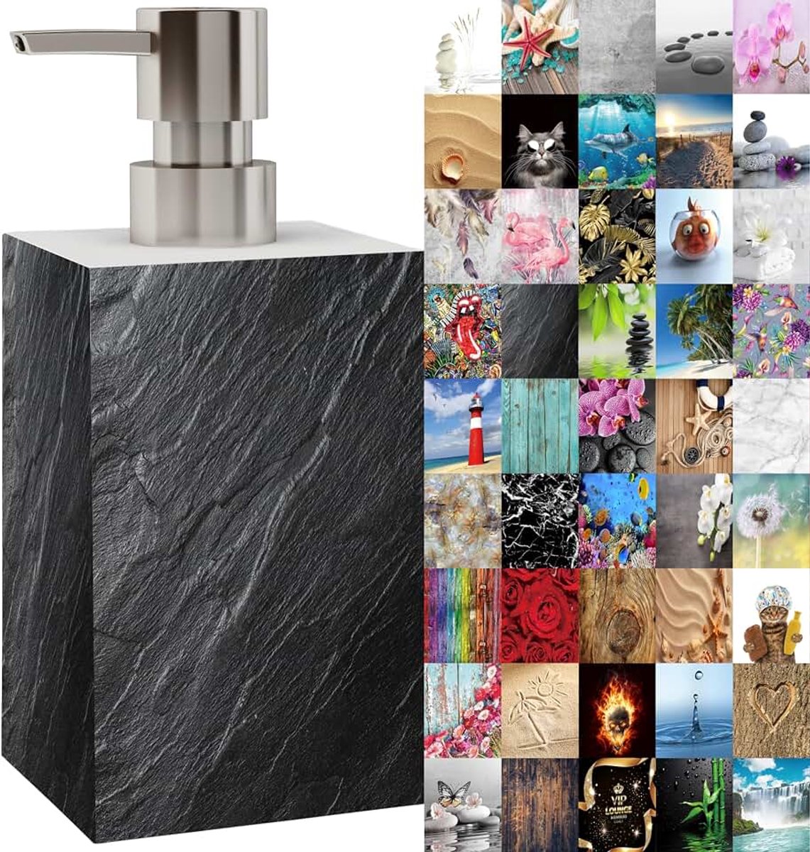 Zeepdispenser, keuze uit vele mooie zeepdispensers, modern, stijlvol design, blikvanger voor elke badkamer (Graniet)