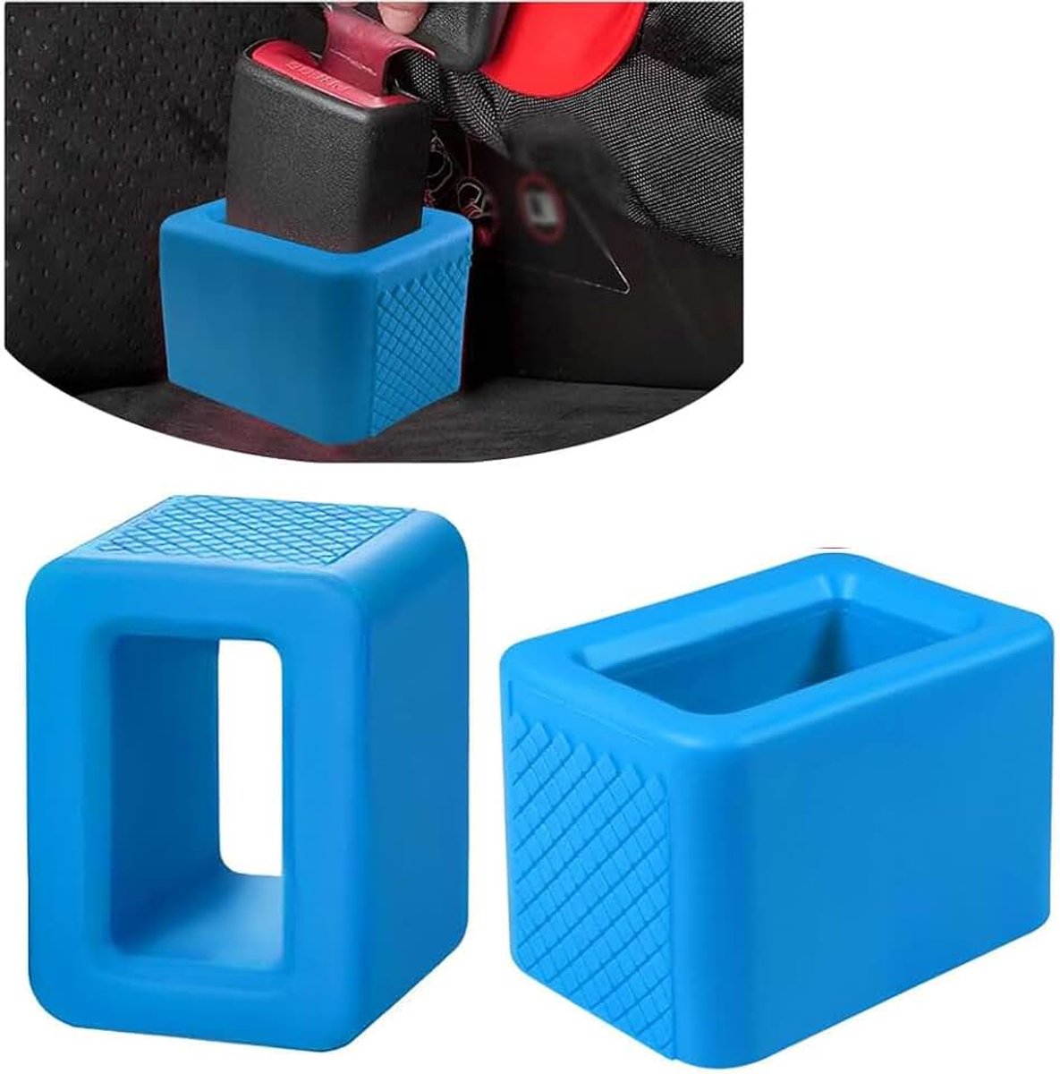 2PCS Gordel Houder, Silicone Auto Achter Gordel Gesp Booster, Easy Access Gordel Gesp Veiligheid Cover voor kinderen, auto gordel houder maakt houder rechtop Buckling (Blauw)