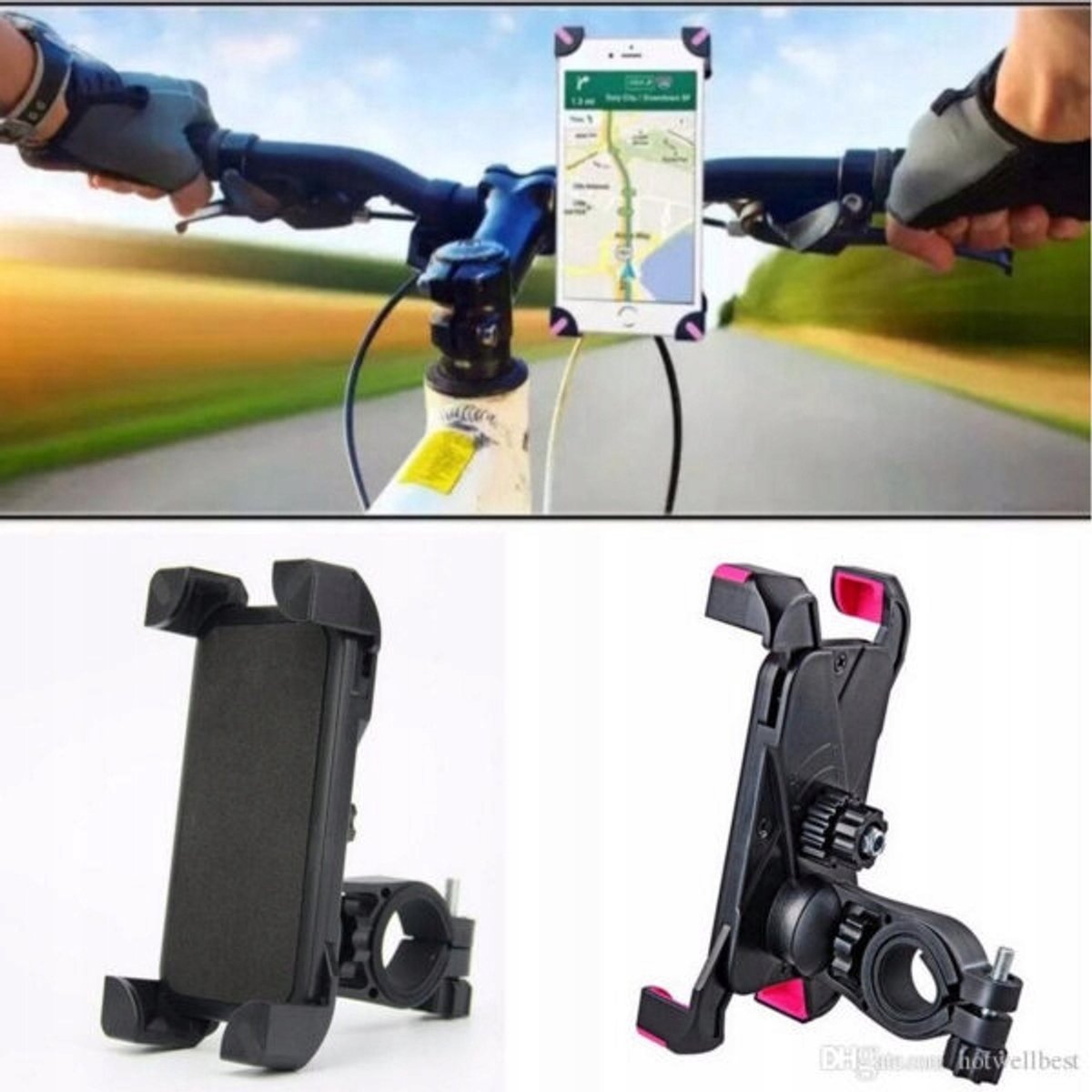 Fiets Telefoonhouder Zwart - Universeel & 360° Draaibaar