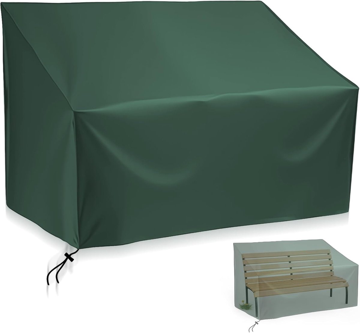 Hoes voor tuinbank 2-zits: 134 x 66 x 89 cm, waterdicht, groen, beschermhoes voor tuinmeubelen