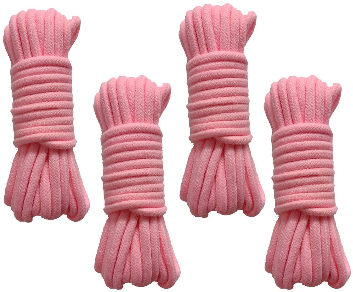 4 stuks Katoenen Touw Gevlochten Koord, Kabel Polypropyleen Touw, 10 meter Lang, 8 mm Dik,Voor Kamperen, Tuinieren, Varen, Trekkoord, Huisdier, Klimmen (Roze)