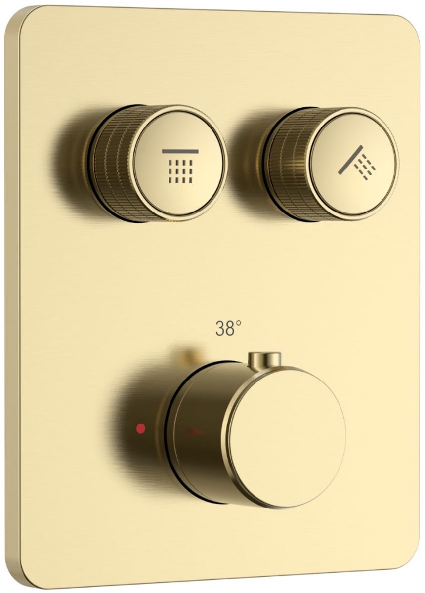 ALONI Stria douchemengkraan – 2-weg – thermostatisch – geborsteld goud