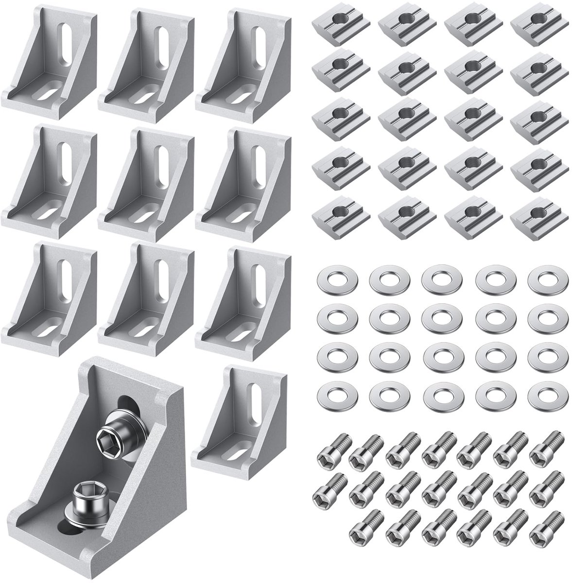 bevestiging materiaal hoek, 20X hoek Connector hoek bevestiging groef 8 raster stutten aluminium profiel voor 30x30 30x60 profielen aluminium profiel stutten profiel