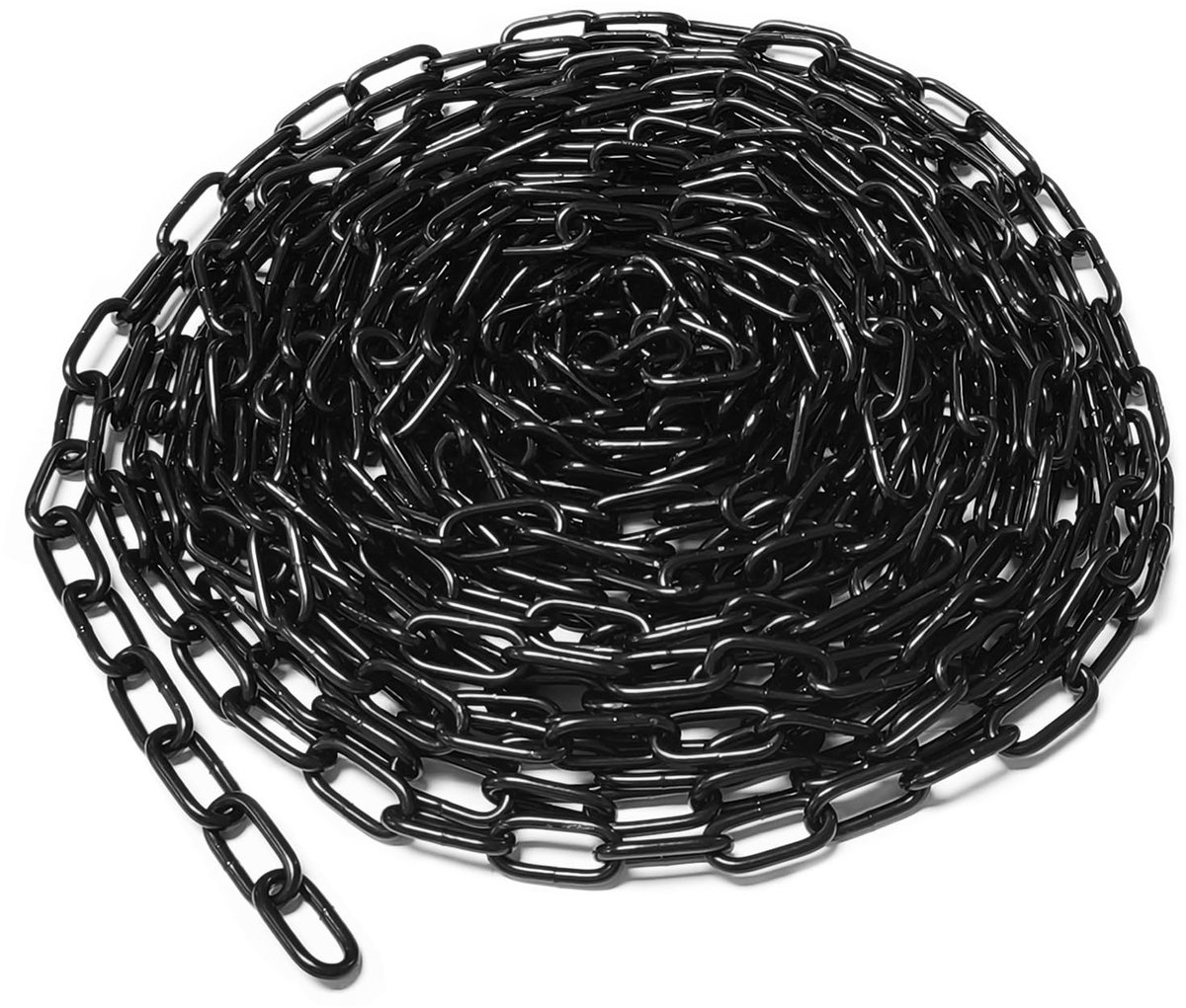 Ketting van koolstofstaal, stalen ketting, 3 mm dik, zwarte ketting, schakelketting per meter, voor hanghekken, hondengeleidingskettingen, schommelkettingen, droogkettingen