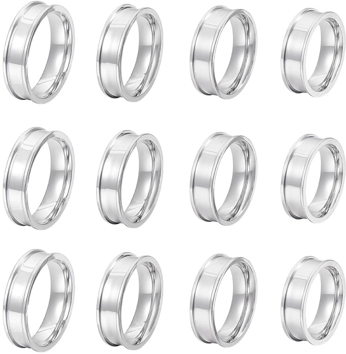 Gegroefde Vingerringen Blank Core Ring Rvs Ronde Blanco Ring voor Inlay Ring Handgemaakte Ring Sieraden Maken Gift