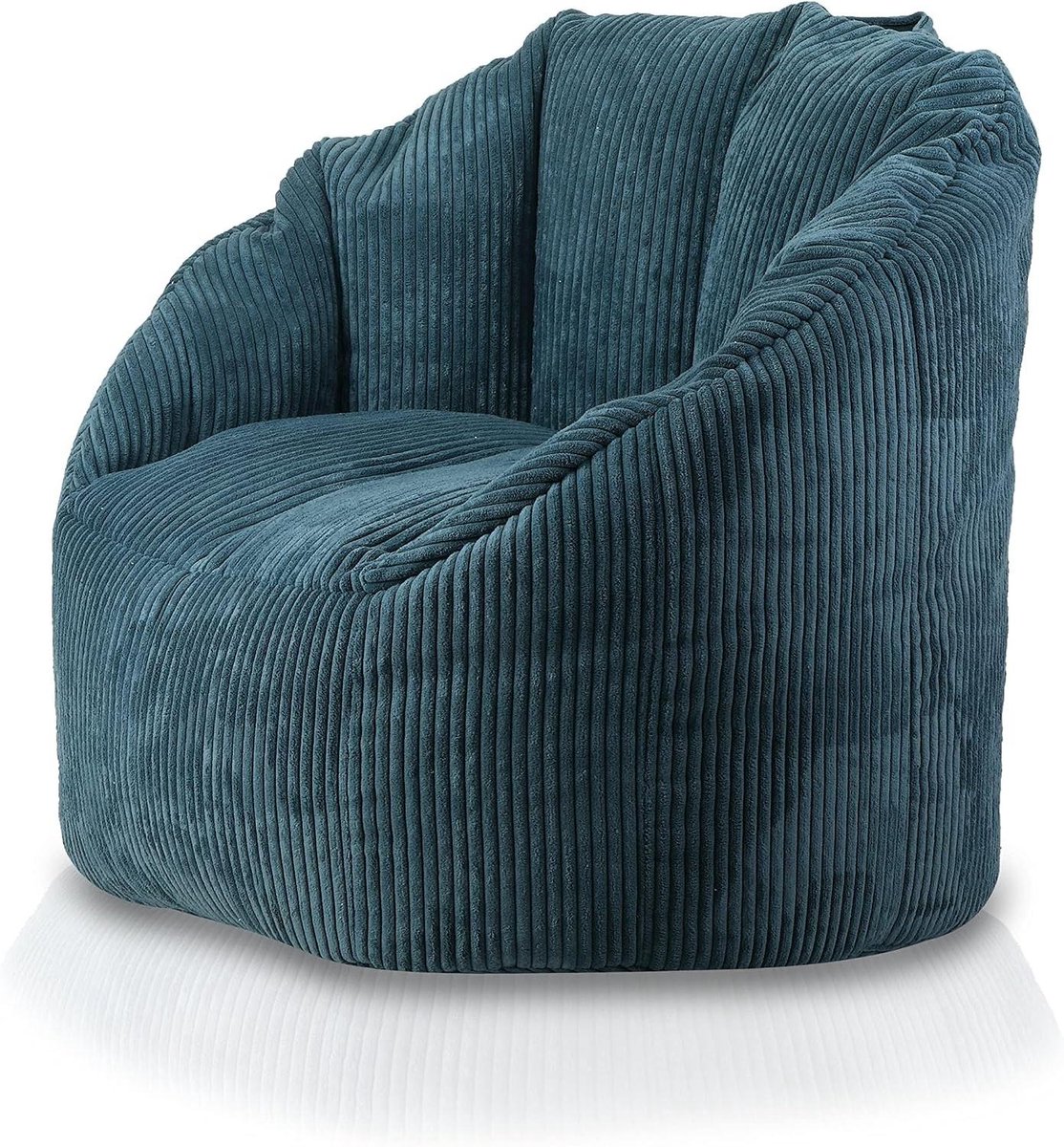 Zitzak met Poef - Zitpoef Set - Ontspannen Zitten - Dubbele Naad - 75 cm - Avio Blauw