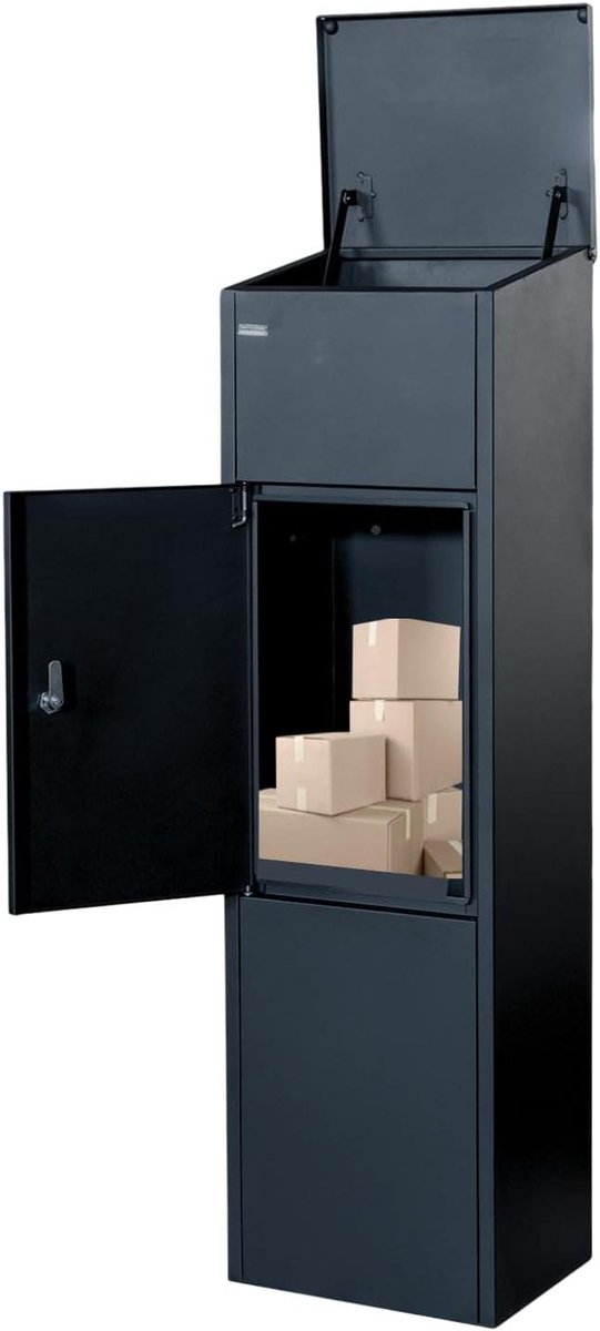 Pakketbrievenbus - Pakketbox brievenbus - Veilig pakketten ontvangen - Gegalvaniseerd staal - 105 cm hoog - Zwart
